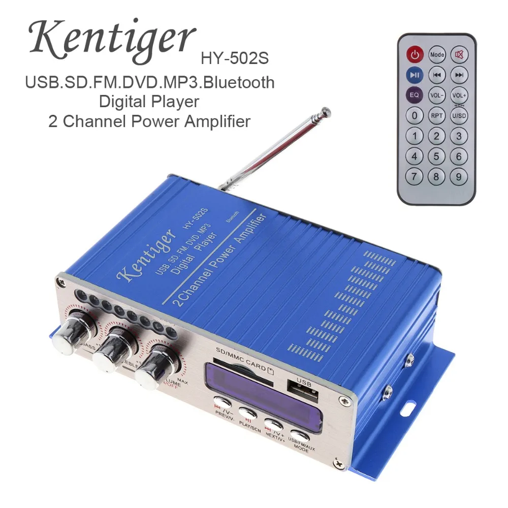 HY502S FM Audio+MP3 Speaker Car Bluetooth Amplifier HiFi  2 Channel Digital Power Player with LED Light for iPod / Motorcycle