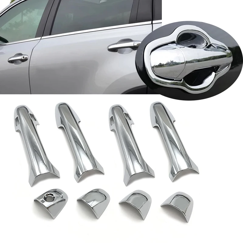 JEAZEA Exterior 8pcs ABS Chrome Car Door Handle Cover Trim For Toyota