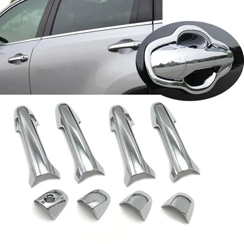 

JEAZEA Exterior 8pcs ABS Chrome Car Door Handle Cover Trim For Toyota Highlander Kluger 2014 2015 2016 2017 Accessories
