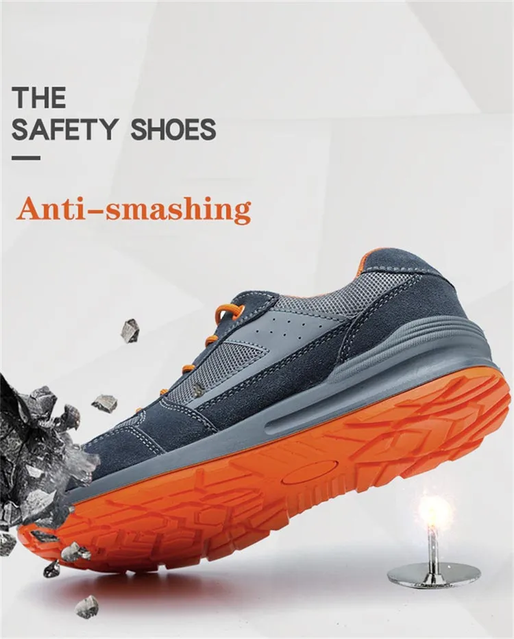 Новинка года; дышащая защитная обувь из сетчатого материала; Мужская Удобная теннисная обувь; нестираемые рабочие ботинки; кроссовки со стальным носком