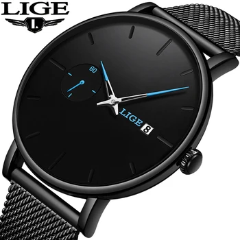 

Relogio Masculino 2019 LIGE Fashion Men Watches Top Brand Luxury Quartz Watch Men Casual Slim Mesh Steel Waterproof Sport Watch