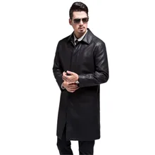 Новинка 809, модное мужское длинное кожаное пальто, овечья шерсть, мужское зимнее пальто, длинная куртка, пальто