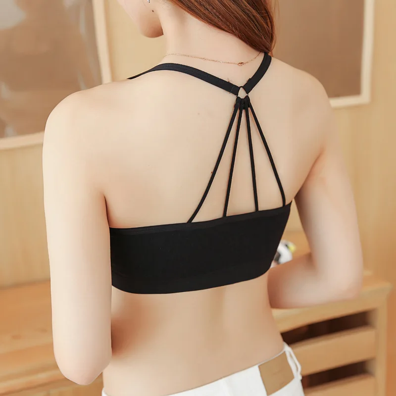 

Crop Top Tanks Summer Parachute Sexy Beautiful Back Wrapped Chest No Rims with Massage Chest Pad Women Cropped Tops Bra LQ02