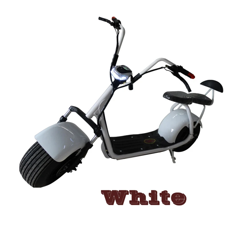 Электрический скутер Citycoco E-Bike Fat Tire с приложением и динамиком Bluetooth два больших сиденья Супер новейший двухколесный городской велосипед для взрослых - Цвет: 12A white
