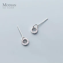 Modian милые прозрачные серьги-гвоздики с кубическим цирконием подвеска Стерлинговое Серебро 925 ювелирные изделия для женщин Свадебные 3 цвета модные серьги