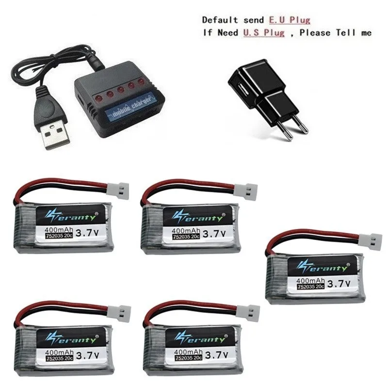 3,7 V 400 мА/ч, Батарея и(5 в 1) Зарядное устройство для SYMA X15 X5A-1 X15C X15W H31 X4 H107 KY101 E33C E33 U816A V252 H6C RC ЗАПАСНЫЕ Запчасти - Цвет: Синий