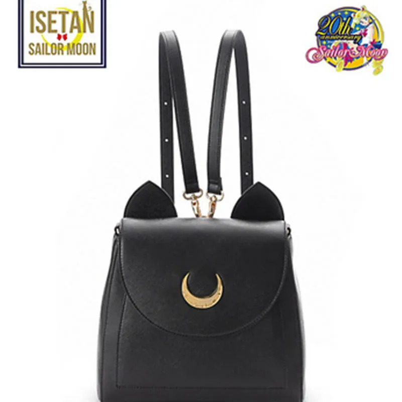 Рюкзак Sailor Moon Samantha Vega Luna черный белый с рисунком кота Луны женская кожаная