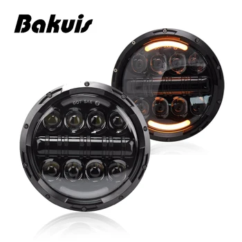 

Hot sale car motorcycle led for jeep 80W 7inch round led headlight with DRL