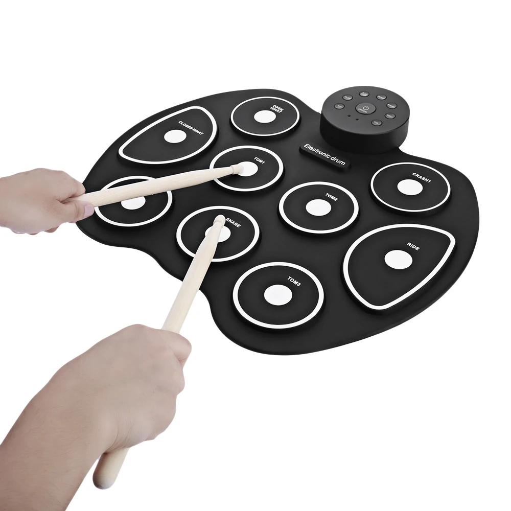 

AEOFUN Portable Drums Set USB Roll Up Digital Tabletop Electronic Mini Drum Kit 9 Pads With Stick and Foot Pedal