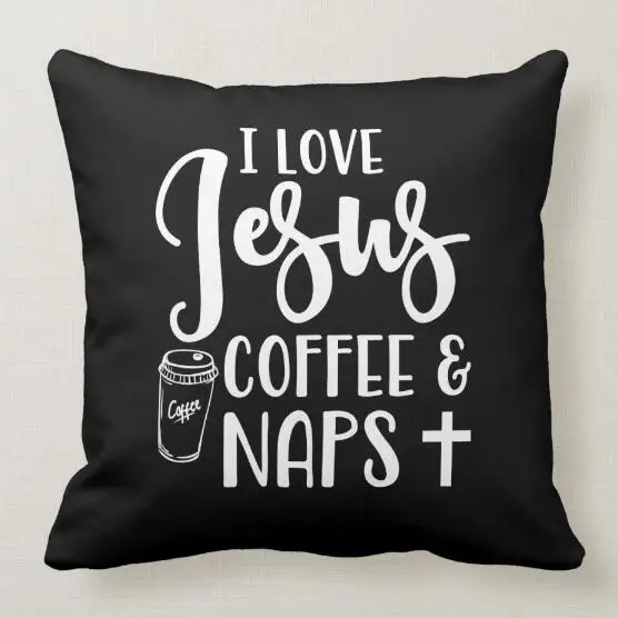 Забавные цитаты I Love Jesus Coffee Naps наволочка черный юмор декоративная крутой Мягкий