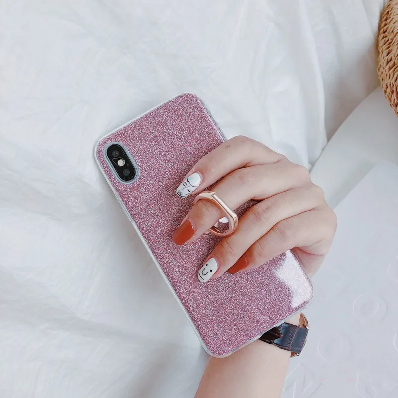 

Glitter Ring Stand Holder Phone Case for iphone 6 s 6S 7 8 Plus iphone X 10 Soft Bling Coque Cover for iphone XS Max XR Cases