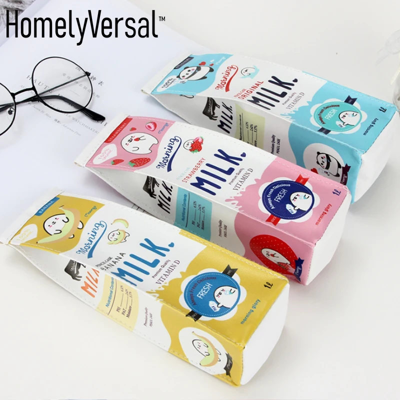 

3 piece of milk pencil case female kawaii stationery bag fashionable large capacity children pencil and pen case school supplies