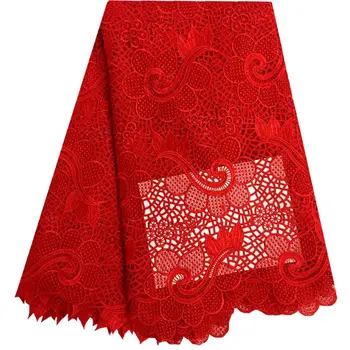 

High Class African Cord Lace Fabric Water Soluble Lace With Embroidery Mesh Fabric Latest Guipure Lace Fabric 5 Yards