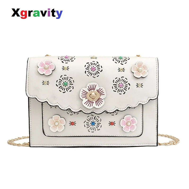 

Xgravity 2019 Spring Ladies Fashion Flower Design Chain Woman Bags Female Cross-Body Handbag Casual Shoulder Messenger Bag H132
