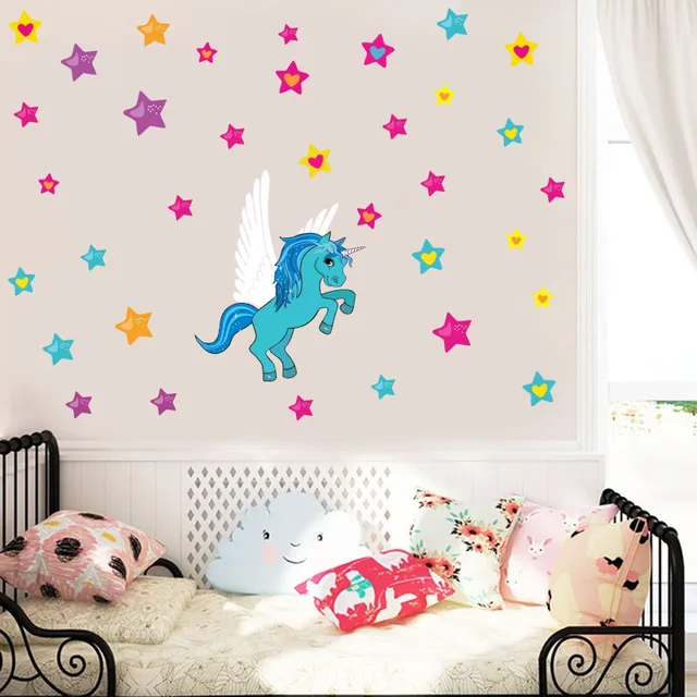 magic unicorn wall stickers colorful animals horse stars wall decals