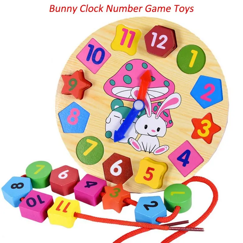 

Wooden Puzzle Toys Digital Clock Toy Figure Clock Blocks MathematicsMontessori Educational Toy Cute Rabbit Clock Toy For Kids