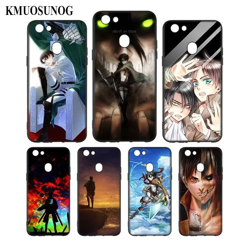 

Silicone Phone Bag For OPPO F5 F7 F9 A5 A7 R9S R15 R17 Black Soft Silicone Phone Case Anime Japanese attack on Titan Style