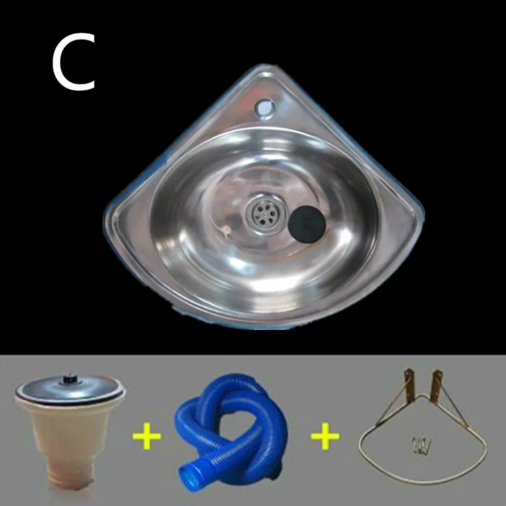 Треугольная раковина из толстой нержавеющей стали, маленькая раковина, Ультра маленький угол, одиночная раковина, раковина для ванной комнаты, раковина LU4281 - Цвет: C