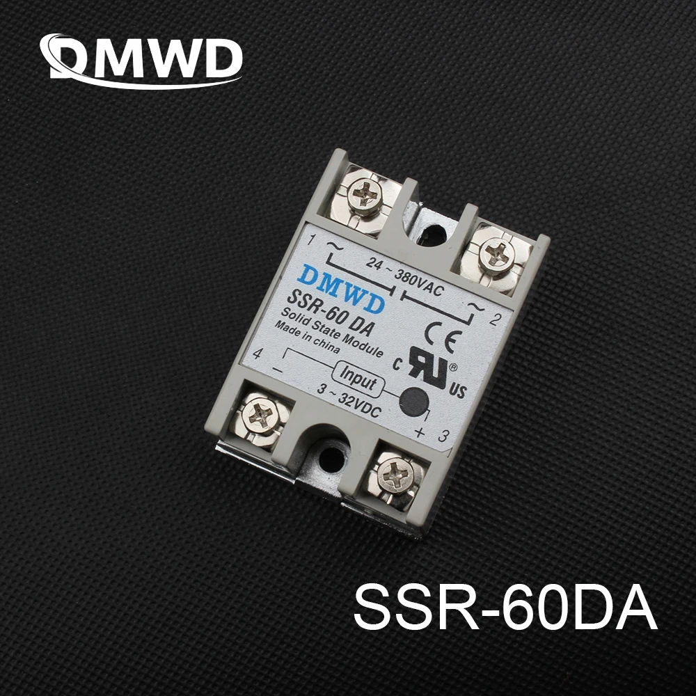 

TOP BRAND DMWD 1pcs solid state relay SSR-60DA 60A 3-32V DC TO 24-380V AC SSR 60DA relay solid state