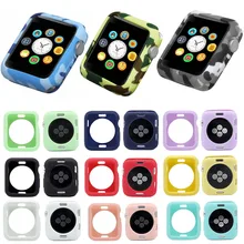 Мягкий силиконовый чехол для Apple Watch Series 1 2 3, камуфляжная рамка, полная защита для iWatch 42 мм 38 мм, ТПУ чехол