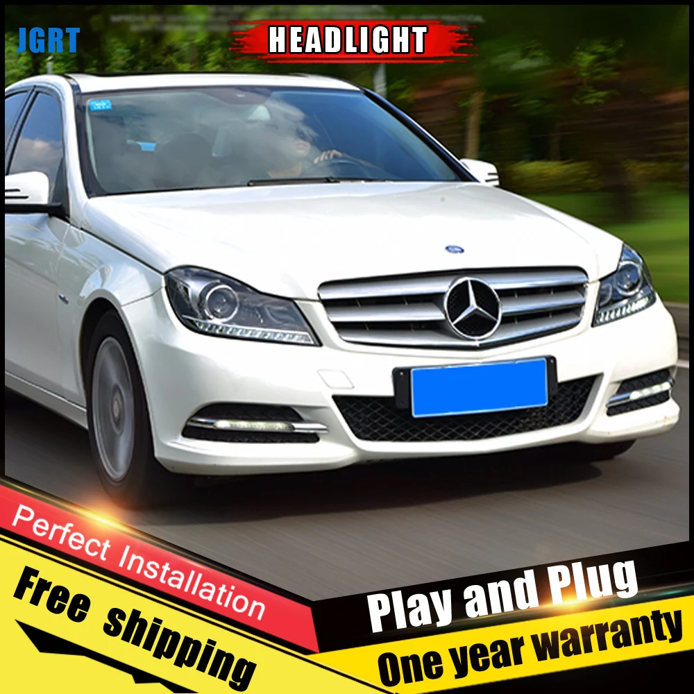 2 шт. автомобиль Стиль светодиодный фары для Benz W204 2011 2014 налобный фонарь объектив
