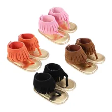 Летняя детская коляска для новорожденных, пушистые Мокасины, сандалии с кисточками, детская летняя обувь для девочек 0-18 месяцев