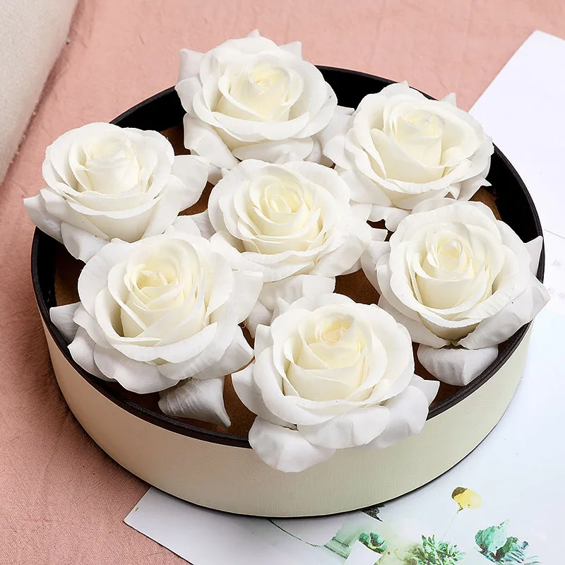 

7cm Artificial Roses Flower Head Real Touch Silk Roses Red/White/Pink Roses Wedding Flower Bouquet Bridal Hair Clips Accessories