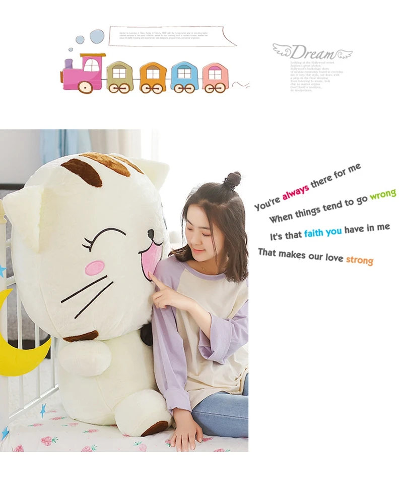 cute big face cat plush toy Korea doll large kawaii fat cats dolls sleeping pillow for girl birthday gift 39inch 100cm DY50305 (13)
