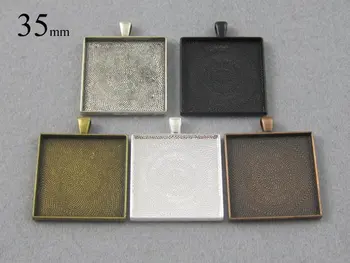 

25 Pieces 35mm SquarePendant Tray, 35mm Square Cabochon Setting in Silver, Bronze, Copper, Antique Silver and Blacktheof