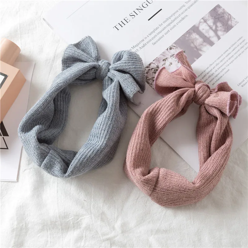 

Winter Ear Warmer Headband Headwrap Baby Girl Crochet Headbands Knitted Bow Hairband Baby Hair Accessories