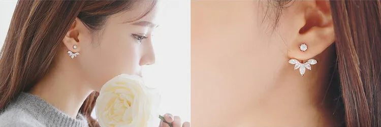 Корейские ювелирные изделия циркониевые кристаллы цветок Крылья Ангела зажим в форме геометрической фигуры серьги для женщин массивные ювелирные изделия для ушей