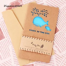 Креативная пустотелая крафт-бумага маленькая карта с конвертом День рождения праздник поздравительная карточка Рождество год подарочная карта