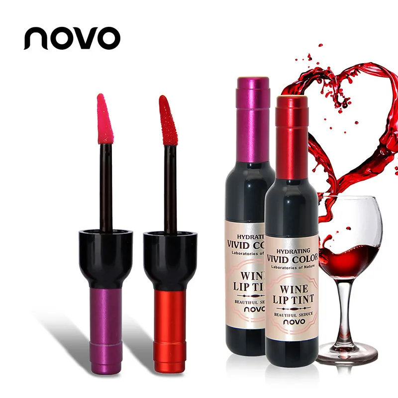 

NOVO brand Red Wine Bottle Matte Liquid Lipstick Lip Gloss Long Lasting no fade Lipgloss Moisturize Lips Tint