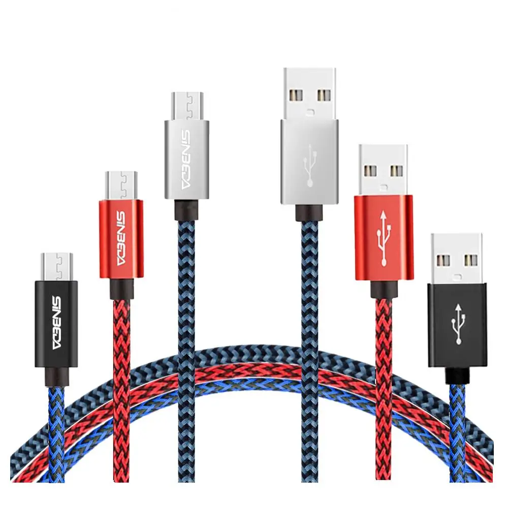 Sinbeda 5V 2.4A кабель Micro USB для быстрой зарядки 1 м 8 3 Android зарядного устройства плетеный