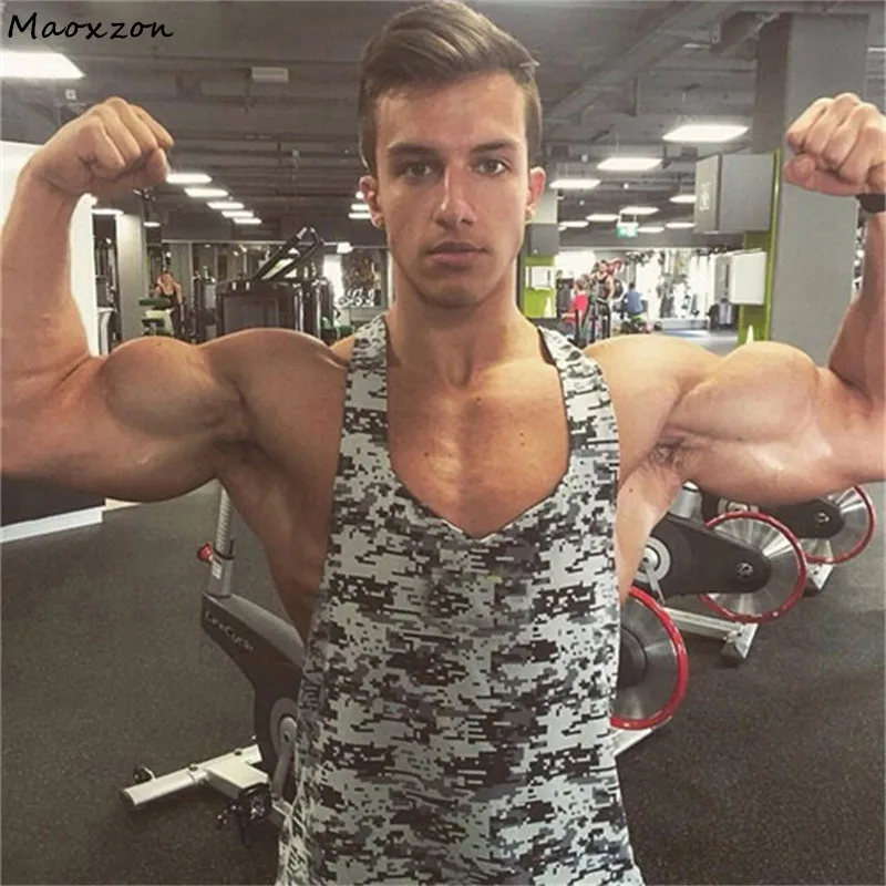 

Maoxzon Men's Casual Fitness Muscle Loose Tank Tops Vests Male Camouflage Print Gymnasium Joggers Sleeveless Shirts Singlests
