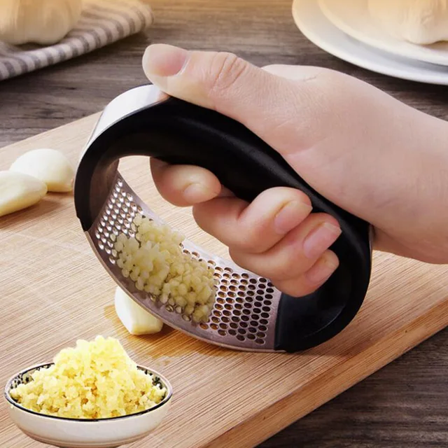 1 presse per aglio in acciaio inossidabile pz/lotto tritacarne manuale per aglio utensili per aglio forniture da cucina gadget presse Curve utensili per frutta 4