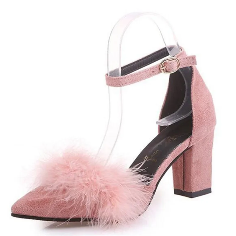 summer-Shoes-Women-High-Heels-Ankle-Strap-Pumps-Autumn-Thick-Heels-Feather-Sexy-Party-Shoes (1)
