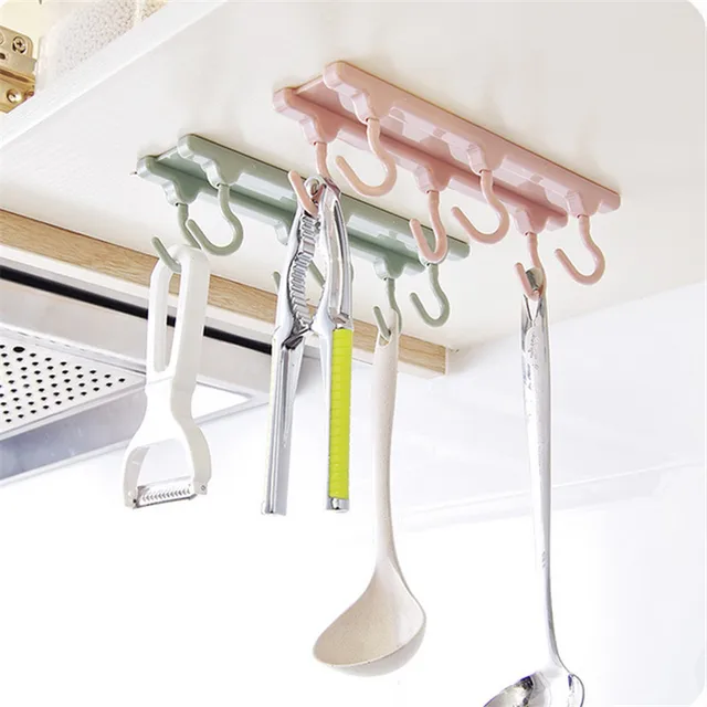 Best Offers Multifunction Plastic Strong No Trace Hook Up Kitchen Cabinet Storage Rack Cupboard Hanging Hook Shelf Dish Hanger