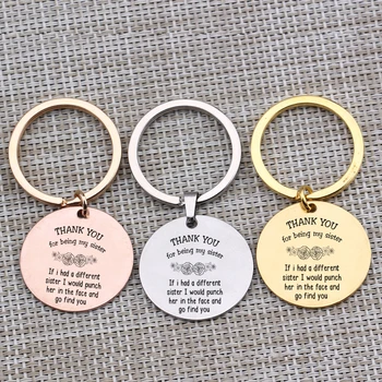 

Thank You For Being My Sister Key Chain BFF Best Sister Friendship Jewelry Women Girls Gift Fashion Key Pendant Charm 1 pcs