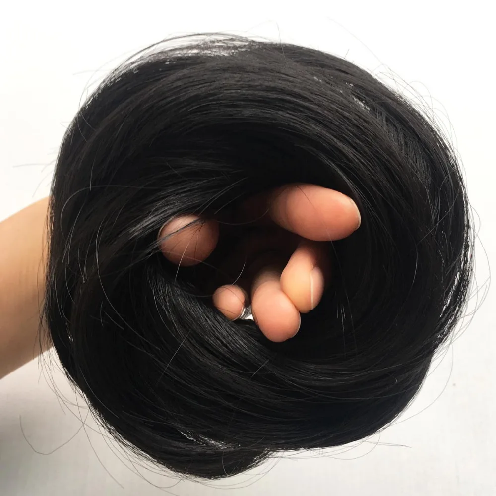 Delice Girls Rubber Band Straight Scrunchie Brown Blonde Donut Chignon Wrap Hair Ring High Temperature Synthetic Hair Pieces