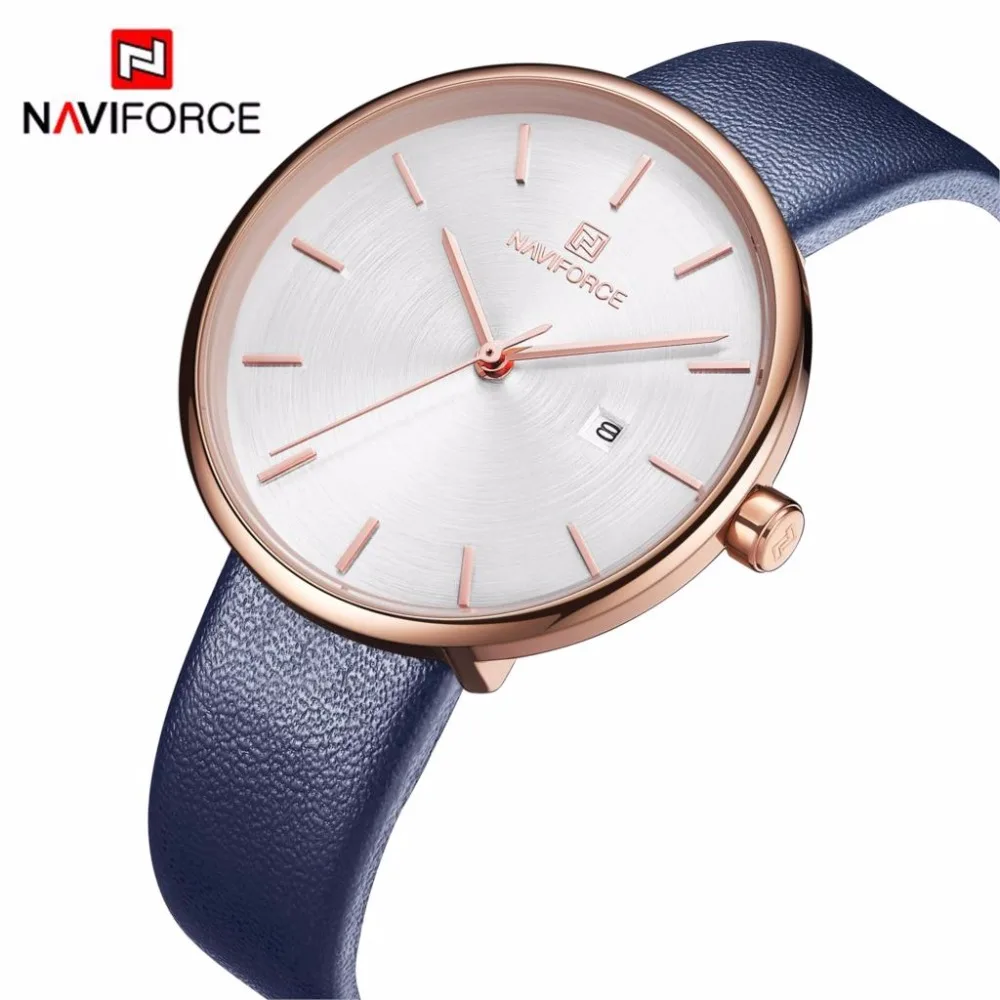 

NAVIFORCE 2019 Fashion Lady Quartz Watch Casual Women PU Watchband Simple Date Waterproof Wristwatch Gift for Girl/Wife/Woman