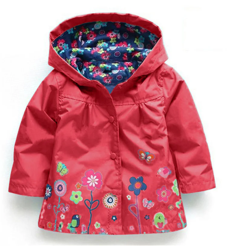 KEAIYOUHUO/ г., весенне-осенняя куртка для маленьких девочек, ветровка, плащ-дождевик для детей, плащ с капюшоном детская одежда - Цвет: Red