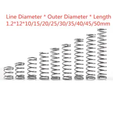 10pcs 304 molla in acciaio inox molla di pressione breve molla di compressione diametro del Filo 1.2 * diametro esterno 12 * lunghezza 10-50