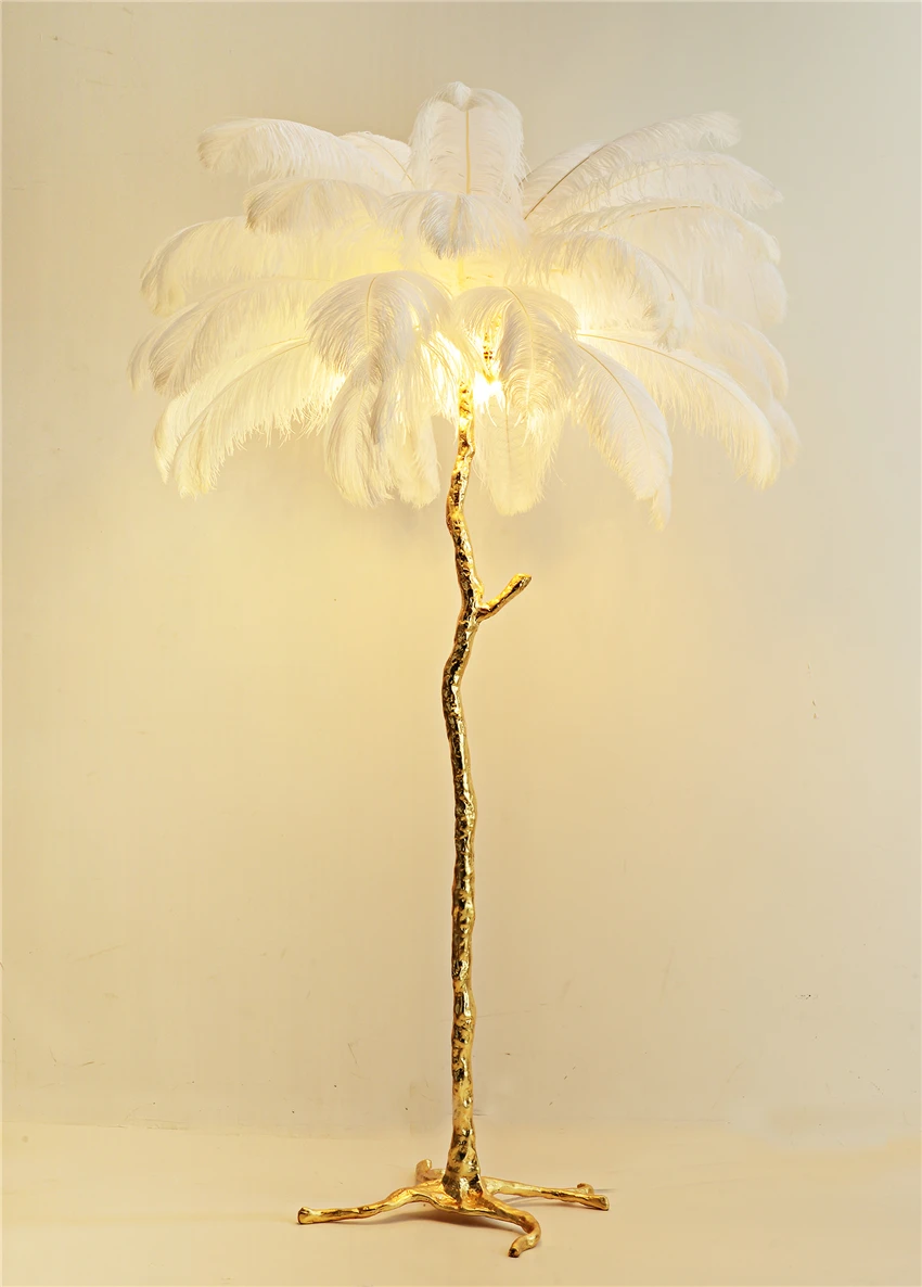 Напольная Лампа в скандинавском стиле с страусиными перьями для гостиной, настольная лампа для спальни, современное внутреннее освещение, декоративные напольные светильники, стоячие лампы