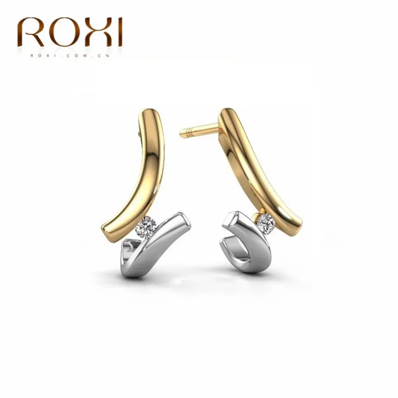 ROXI модные корейские серьги геометрические золотые серебряные серьги-гвоздики для женщин маленькие серьги Бохо ювелирные изделия с кристаллами вечерние подарки