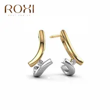 ROXI модные корейские серьги геометрические золотые серебряные серьги-гвоздики для женщин маленькие серьги Бохо ювелирные изделия с кристаллами вечерние подарки