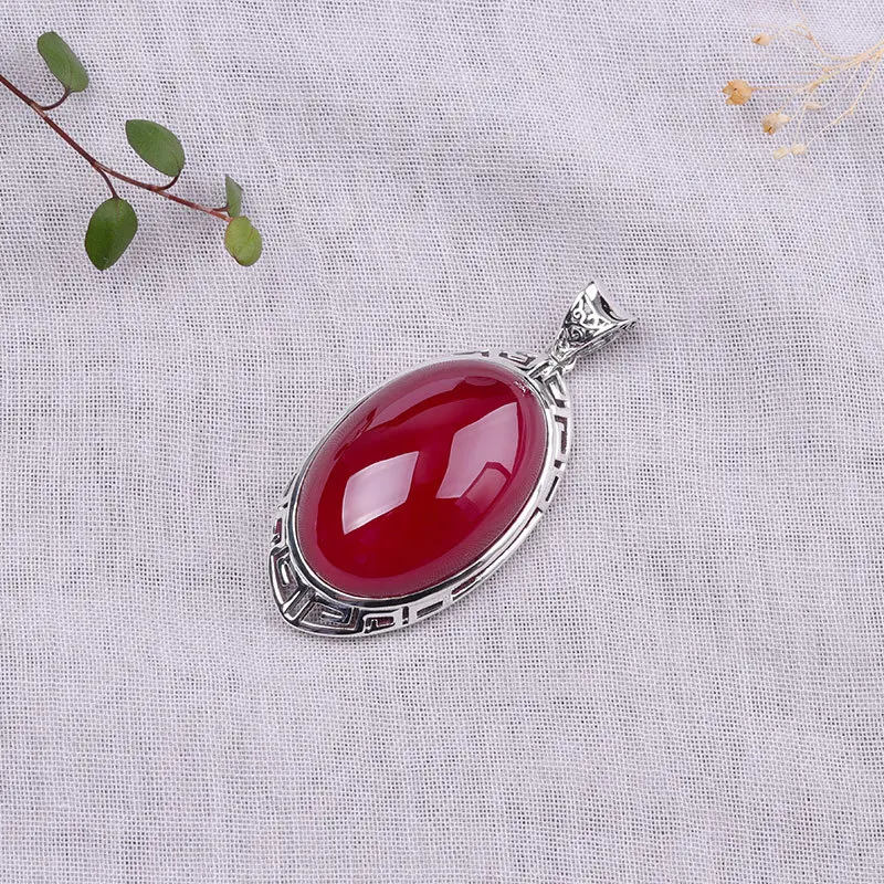 Женское ожерелье из серебра 925 пробы с красным Рубином 20 х30 мм|gift gifts|gift womengift jewelry |