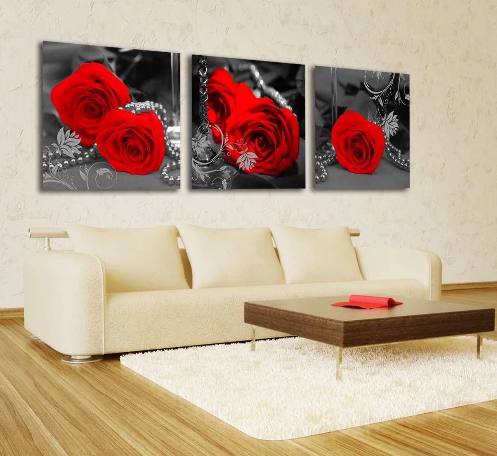 red flower and sliver nick Print Canvas Art Oil Painting Home Decoration Mo...