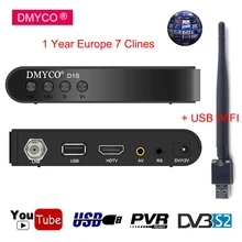 1 Year Clines 7Line europe Spain Receptor D1S DVB-S/S2 Satellite Receiver H.264 HD 1080P Support PowerVu Biss Key Clines Newcamd
