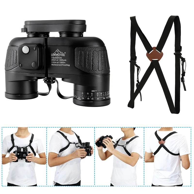 Military Binoculars Professional Telescope Rangefinder 10x50 Prismaticos Nitrogen-filled Waterproof BAK4 Prism Adults MAXLAPTER 